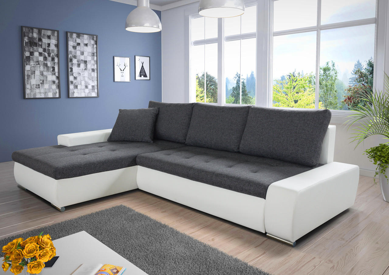 ECKSOFA Faris, Seite: Links - Weiß/Grau, Holz/Textil (266/184cm) - Sofnet