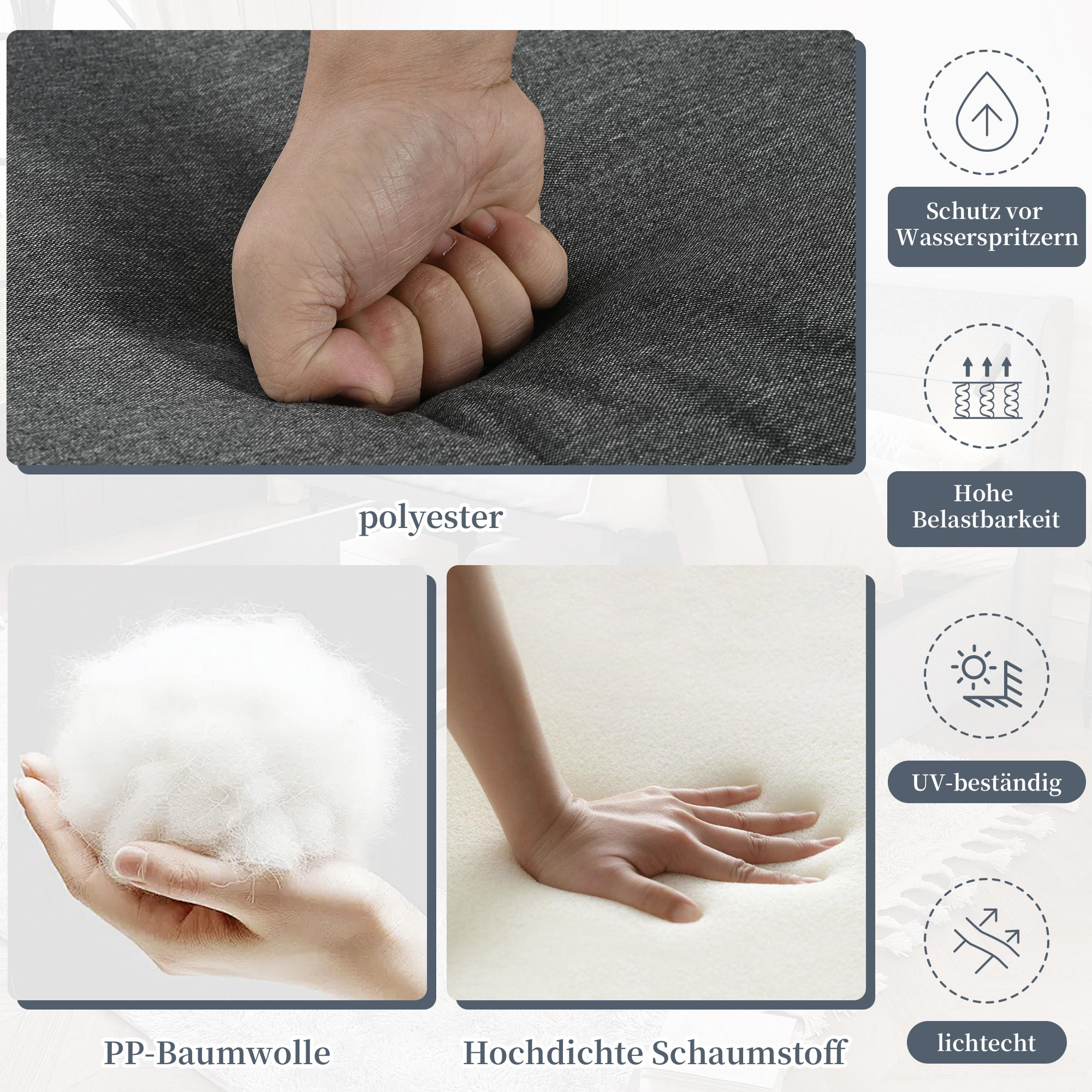 Thumbnail - Flieks Loungeset, Grau, Textil, Gartenmöbel, Gartenmöbel-Sets