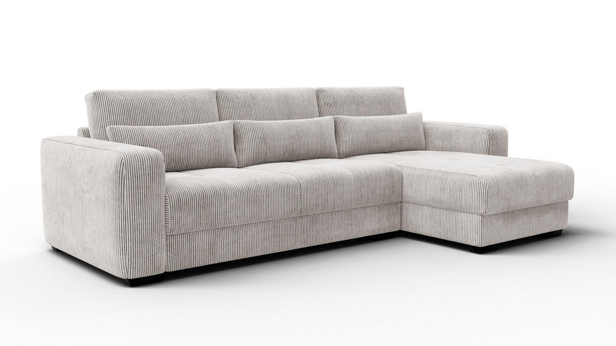 ECKSOFA OLI 4-Sitzer rechts, perlweiß - Weiß, Holz/Textil (295/172cm) - Courtois Laville
