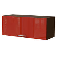 KLAPPHÄNGESCHRANK Brerra W4B/90 Lava / RAL 3002 karminrot Hochglanz 90 / 32,5 / 36cm mit Blum Aventos Klappenbeschlag - Dunkelgrau/Rot, Holz/Holzwerkstoff (90/36/32.5cm) - Feldmann-Wohnen
