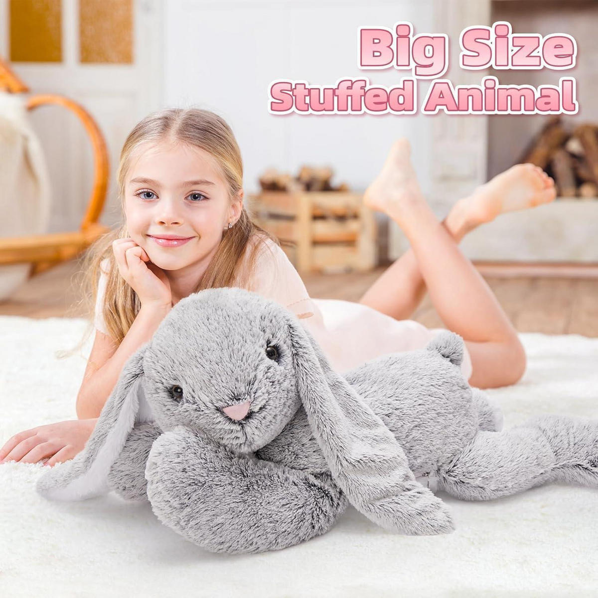 STOFFTIER Hase 80 cm Grau - Grau, Textil (55/80cm)
