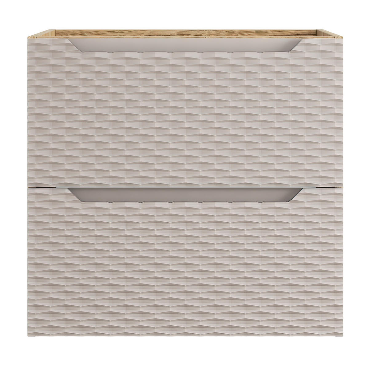 WASCHBECKENUNTERSCHRANK Ocean 2 Schubladen Cashmere mit Eiche - 60 x 46 x 59 cm - Kaschmir/Eichefarben, Holz (60/59/46cm) - Badplaats