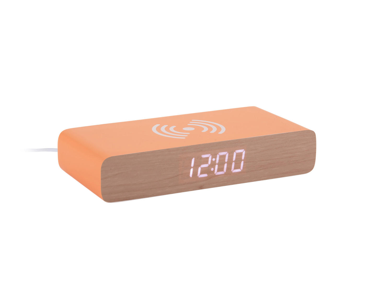 WECKER Retro Flat LED 16/7/3 cm - Orange, Holz (7/3/16cm) - Karlsson