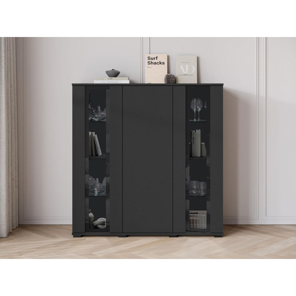 Thumbnail - Mirjan24 Kommode, Schwarz, Holzwerkstoff, Rechteckig, 120x122x40 cm, Wohnzimmer, Kommoden & Sideboards, Highboards