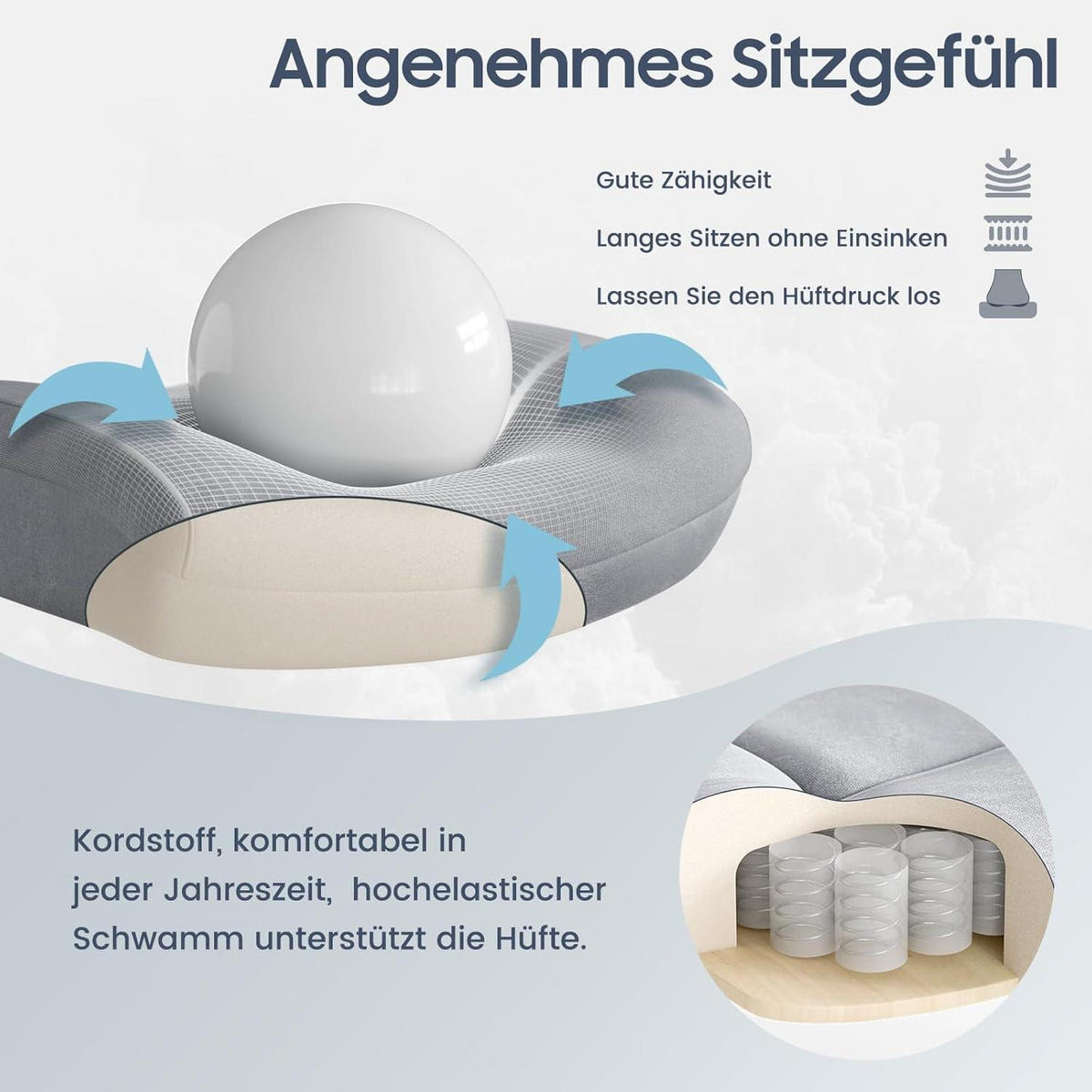 BÜROSTUHL Ergonomisch Grau Samt - Grau, Textil (70/117/58cm)