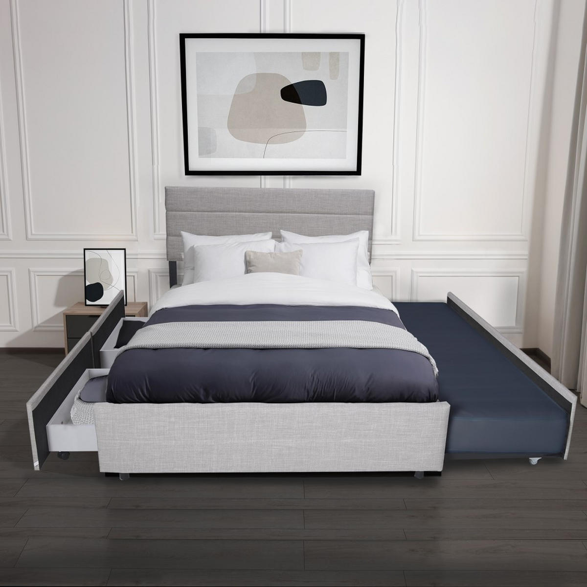 BETT mit Schubladen und Bett-Schublade/ Bett PALERMO 140x200- Hellgrau - Grau, Holzwerkstoff (140/190cm) - Weber Industries