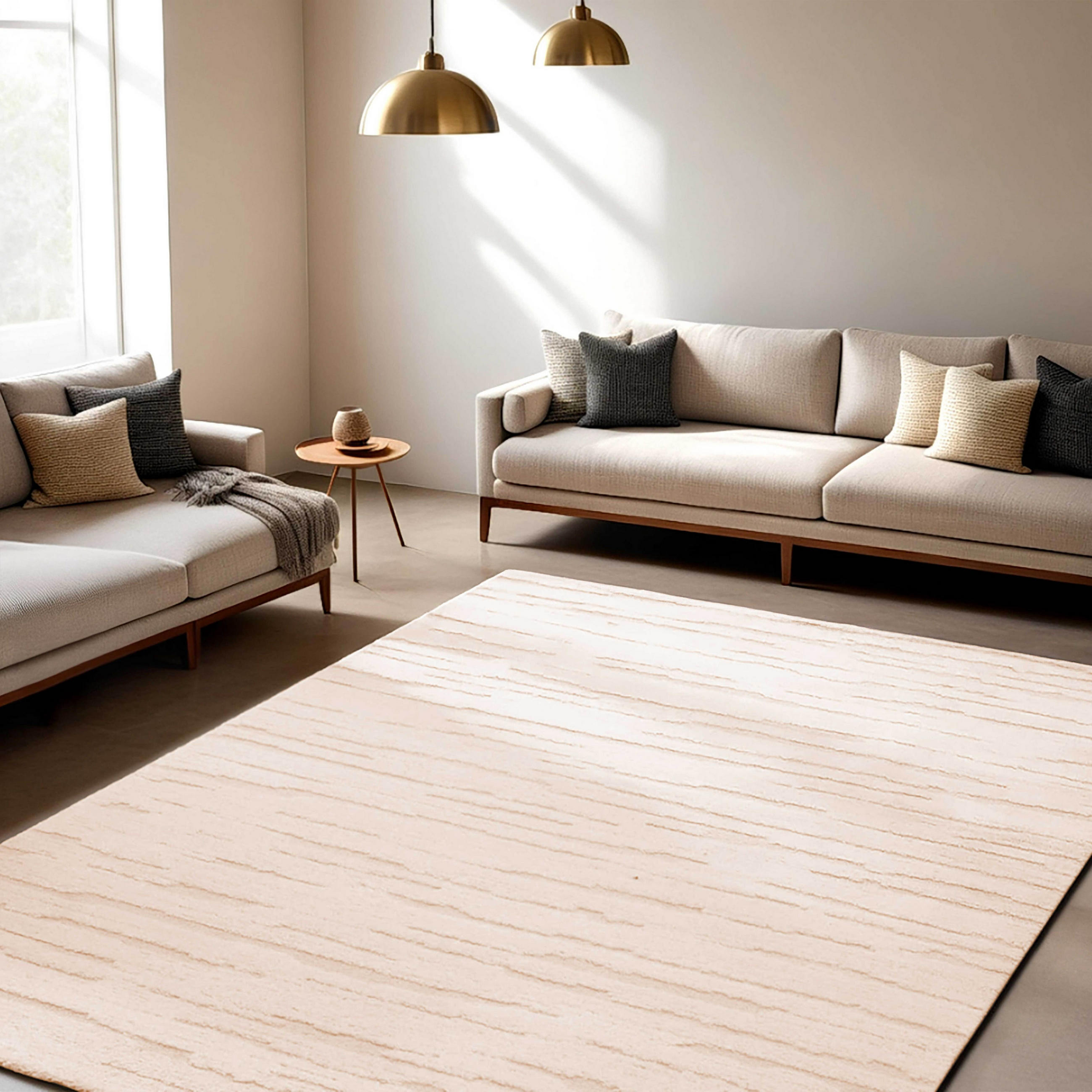 Thumbnail - Oviala Teppich,, Ecru, Textil, Uni, Rechteckig, 160x230 cm, Teppiche & Böden, Teppiche