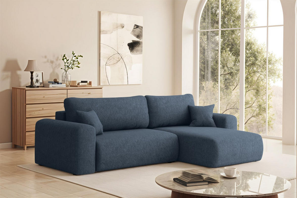 ECKSOFA Flora In Verita - Dunkelblau, Holzwerkstoff/Textil (272/145cm) - Fun Möbel