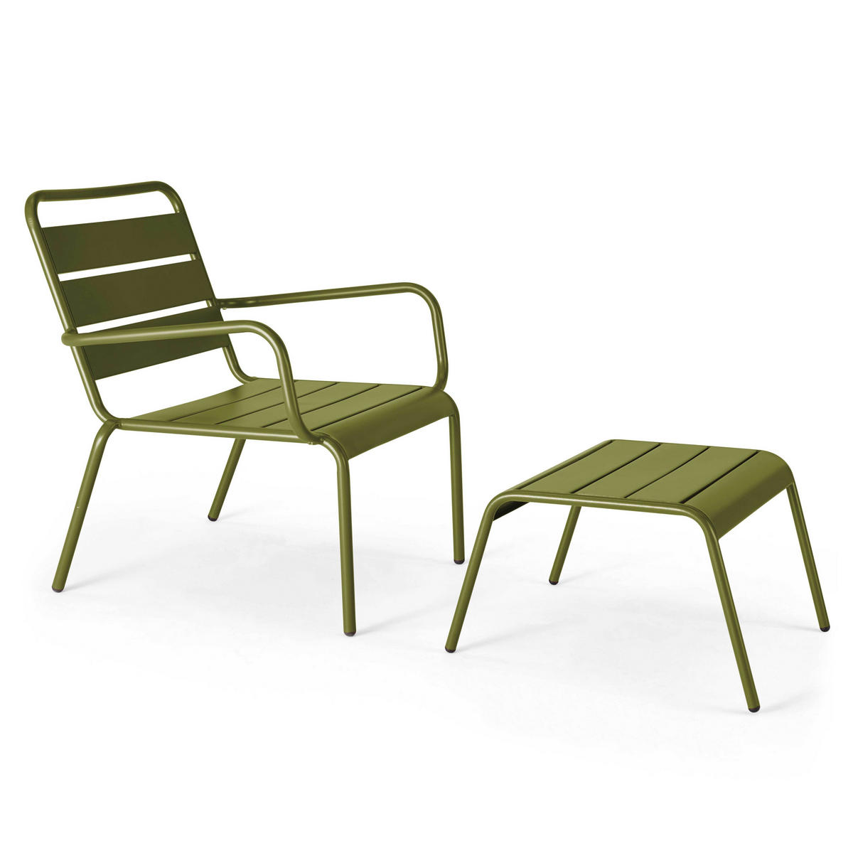 GARTENHOCKER, Khakigrün - Grün, Metall (44/30/40cm) - Oviala