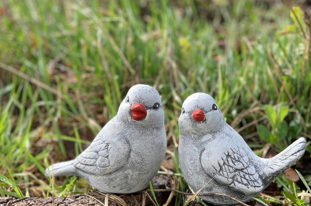 STEINFIGUR 2er Set Vögel – frostfeste & wetterfeste Gartendeko aus Steinguss - Grau, Stein (6/10/11cm) - stoneandstyle