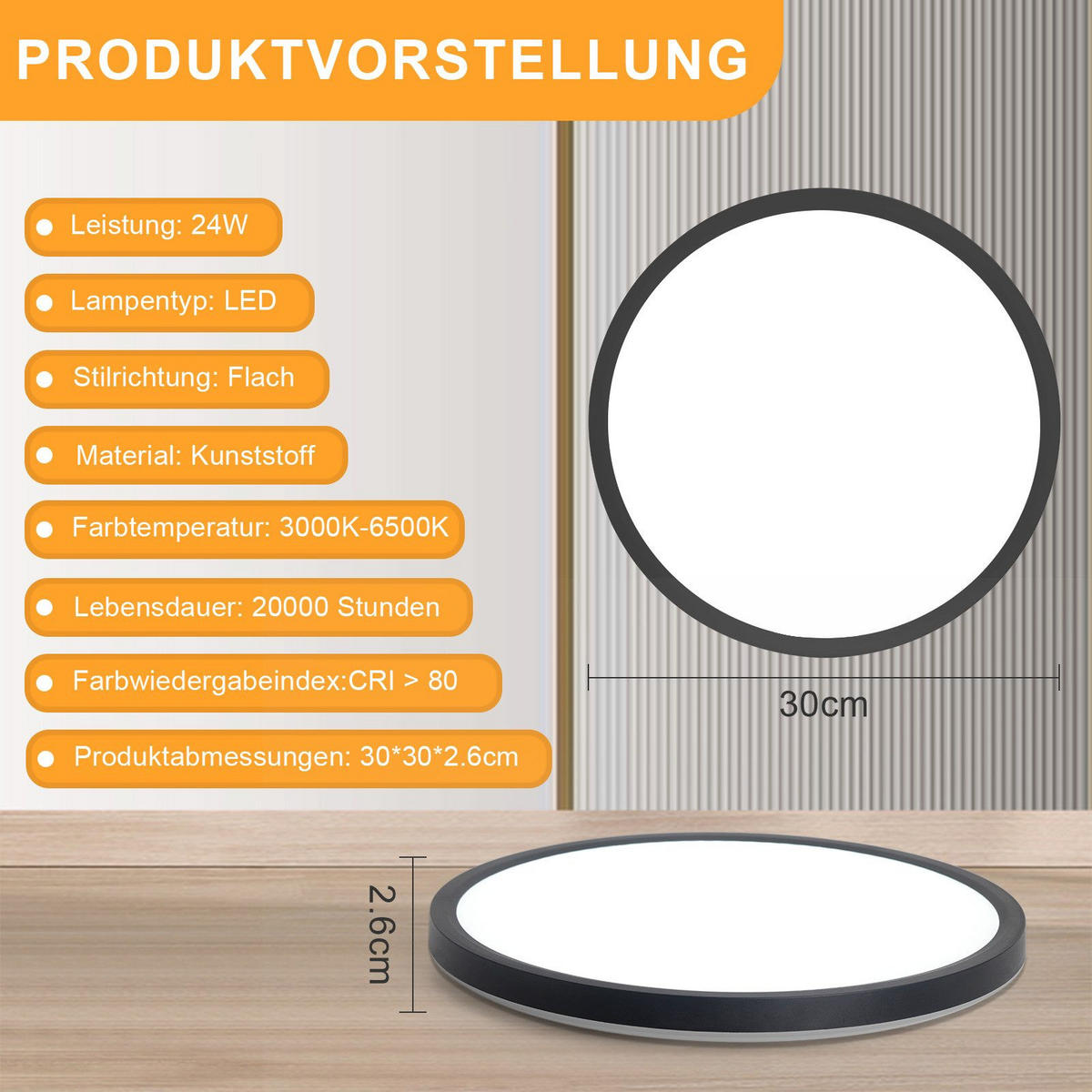 LED-DECKENLEUCHTE Maksymchuk 30/30/2.6 cm - Schwarz, Kunststoff (30/30/2.6cm) - Nettlife