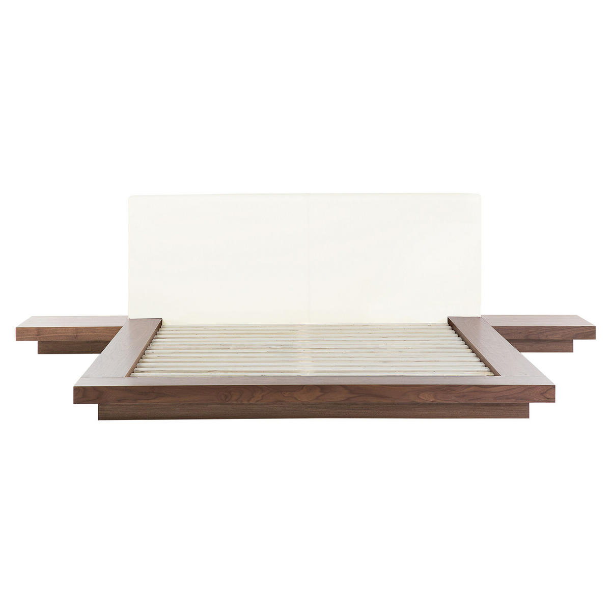 BETT mit LED 160x200 cm Heller Holzfarbton Zen - Hellbraun, Holzwerkstoff (160/200cm) - Beliani
