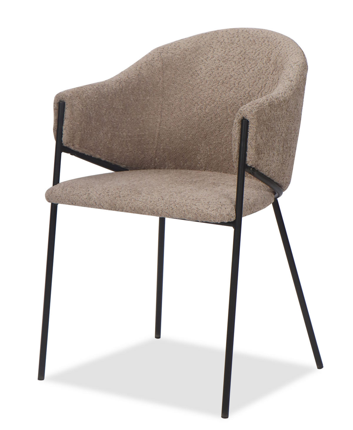 STUHL BUENO gespolsterter - dunkelbeige - Glamour Chenille - Beige/Schwarz, Textil/Metall (55/83/56cm) - NEW HOME