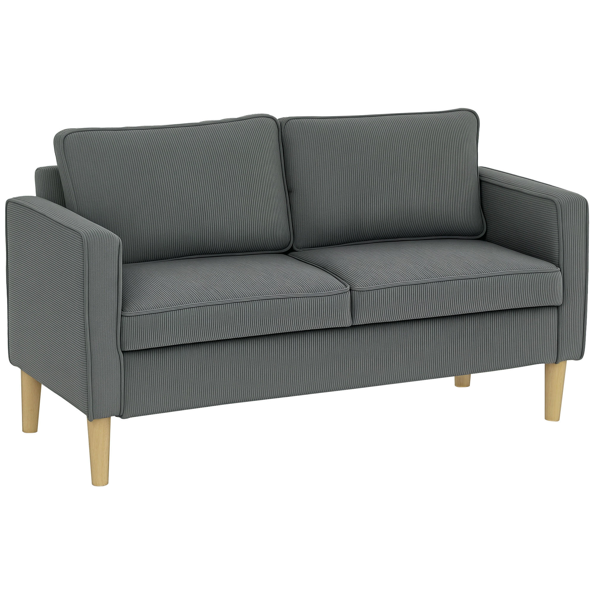 SOFA, 2-Sitzer, Stauraum, 2 Kissen, Samt/Stoff, Holzoptik, grau, 140x63x79cm - Multicolor, Holzwerkstoff (140/79/63cm) - FORIOUS