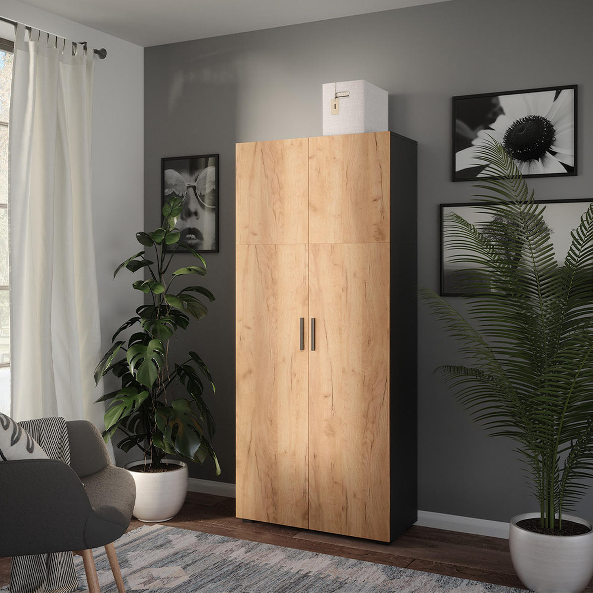 Anthrazit, Holzwerkstoff (80/183.8/37cm) - Vicco