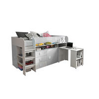 HOCHBETT Toledo weiß / weiß Hochglanz - Griffe weiß 106 / 204 / 125cm - Türkis/Weiß Hochglanz, Holz/Holzwerkstoff (90/200cm) - Feldmann-Wohnen