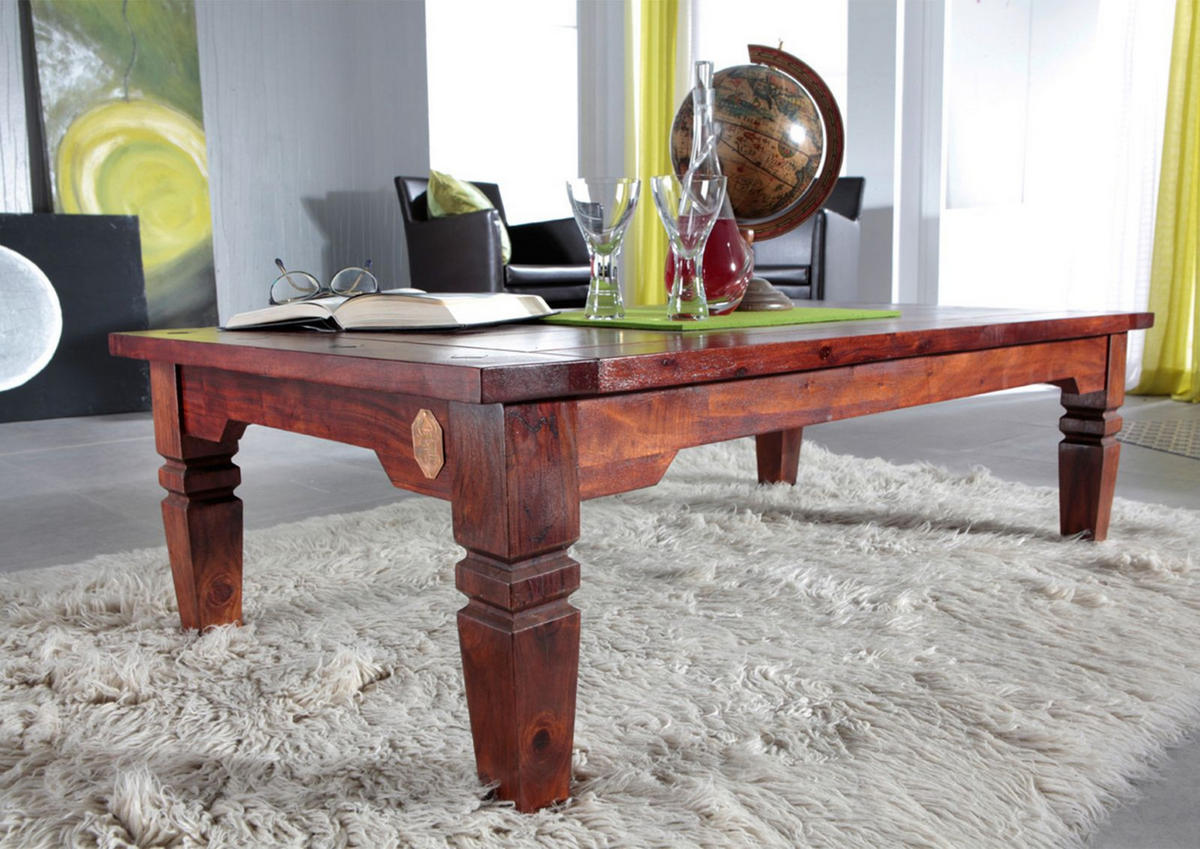 COUCHTISCH Akazie 110x60x40 nougat lackiert OXFORD #428 - Dunkelbraun, Holz (110/60/40cm) - Massivmoebel24