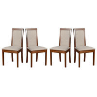 ESSZIMMERSTUHL - Set 4x Roma 4 nussbaum, neve 13 - Champagner/Nussbaumfarben, Holz (45/96/41cm) - Leaf Design