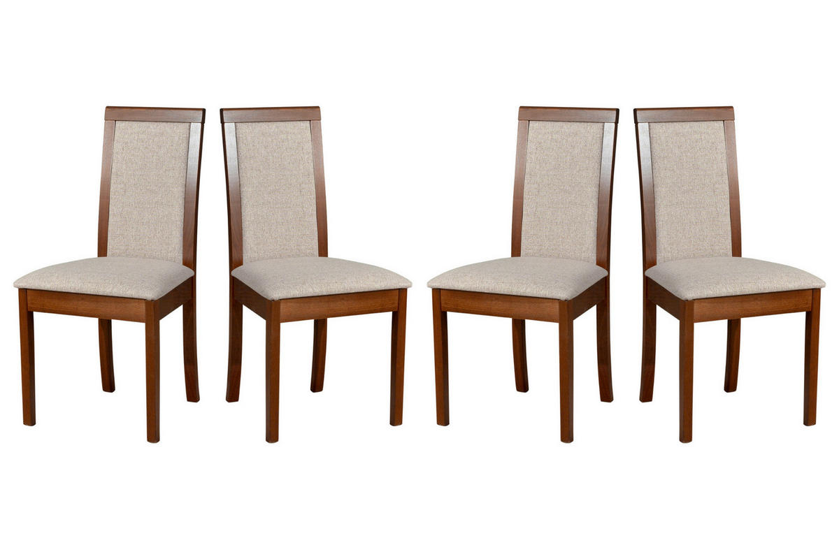 ESSZIMMERSTUHL - Set 4x Roma 4 nussbaum, neve 13 - Champagner/Nussbaumfarben, Holz (45/96/41cm) - Leaf Design