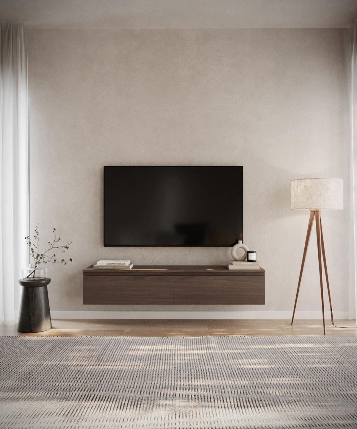 TV stolek Bemmi ořech Wisconsin 150/28/32 cm - tmavě hnědá, kompozitní dřevo (150/28.4/31.8cm) - Selsey