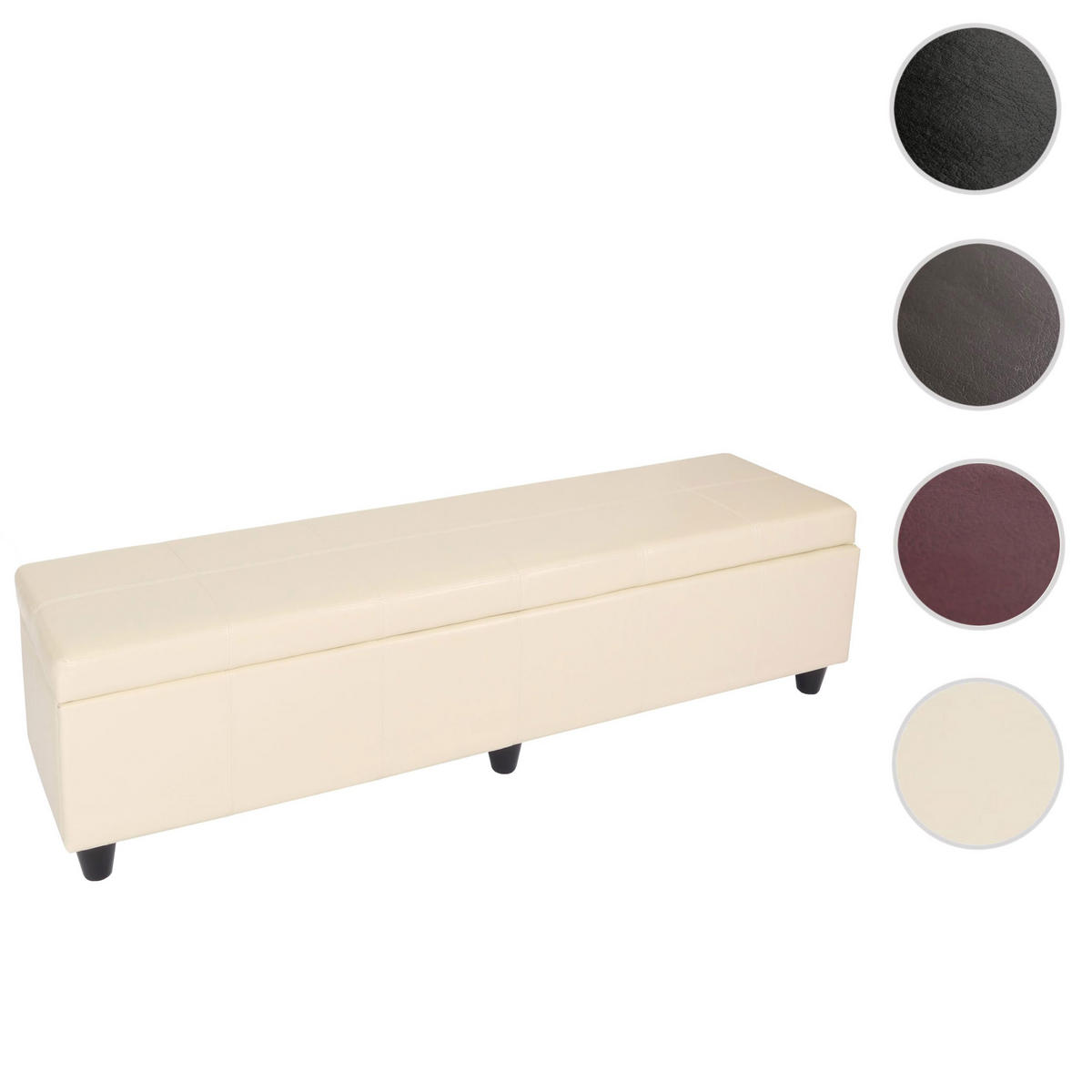 SITZBANK MIT AUFBEWAHRUNG XXL Cremeweiß - Creme/Weiß, Textil (180/45/45cm) - MCW