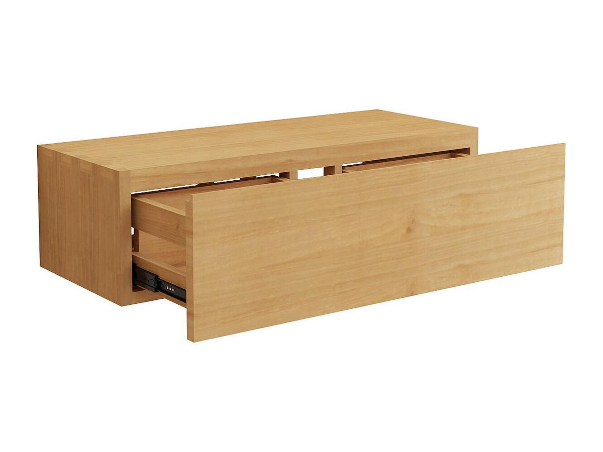 WASCHBECKENUNTERSCHRANK - 95cm x 40cm - Mindiholz - naturfarben hell - TIDORE - Naturfarben, Holz (95/27/40cm) - Vente-Unique