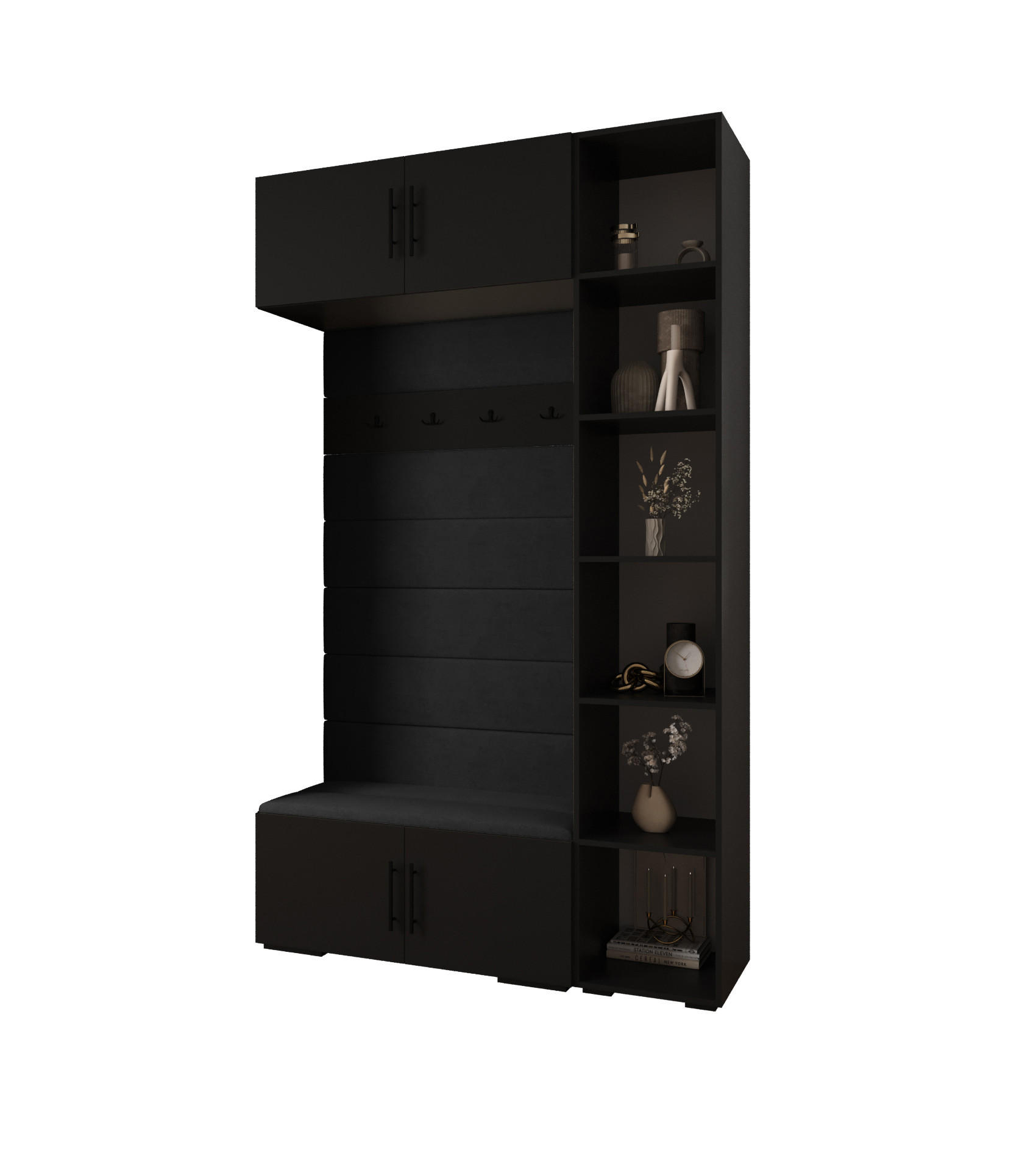 Abiks Möbel Garderoben-Set Schwarz, Schwarz, Schwarz 140x236.7x47 cm
