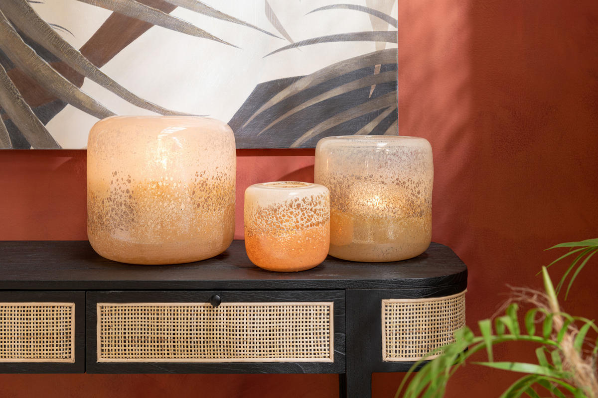 VASE OPI - Glas - Braun/Beige - S - Ø 15 cm - Braun, Glas (14cm) - J-Line