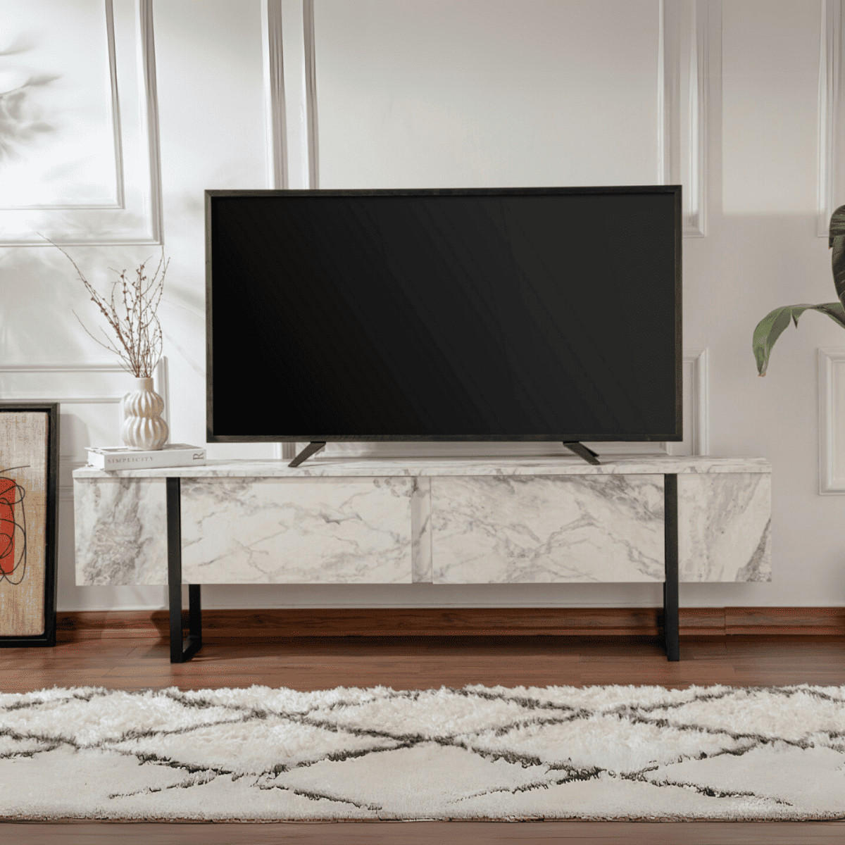 TV-MÖBEL mit 2 klapptüren - serenity 180/29,5/50 cm - Schwarz, Holzwerkstoff (29.5/50/188cm) - Calicosy
