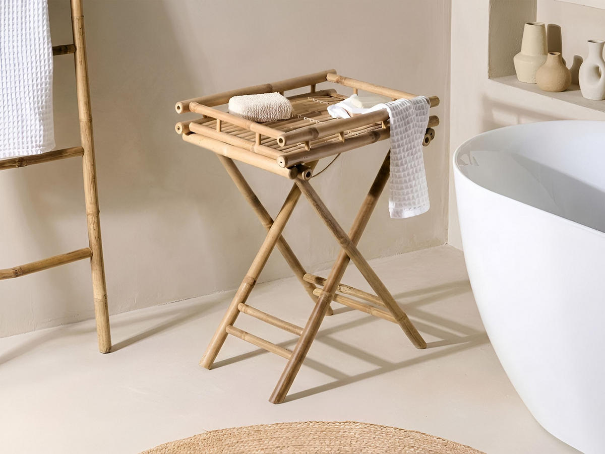 BEISTELLTISCH Bambus Naturfarben klappbar Misicuni - Naturfarben, Holz (60/40/68cm) - Beliani