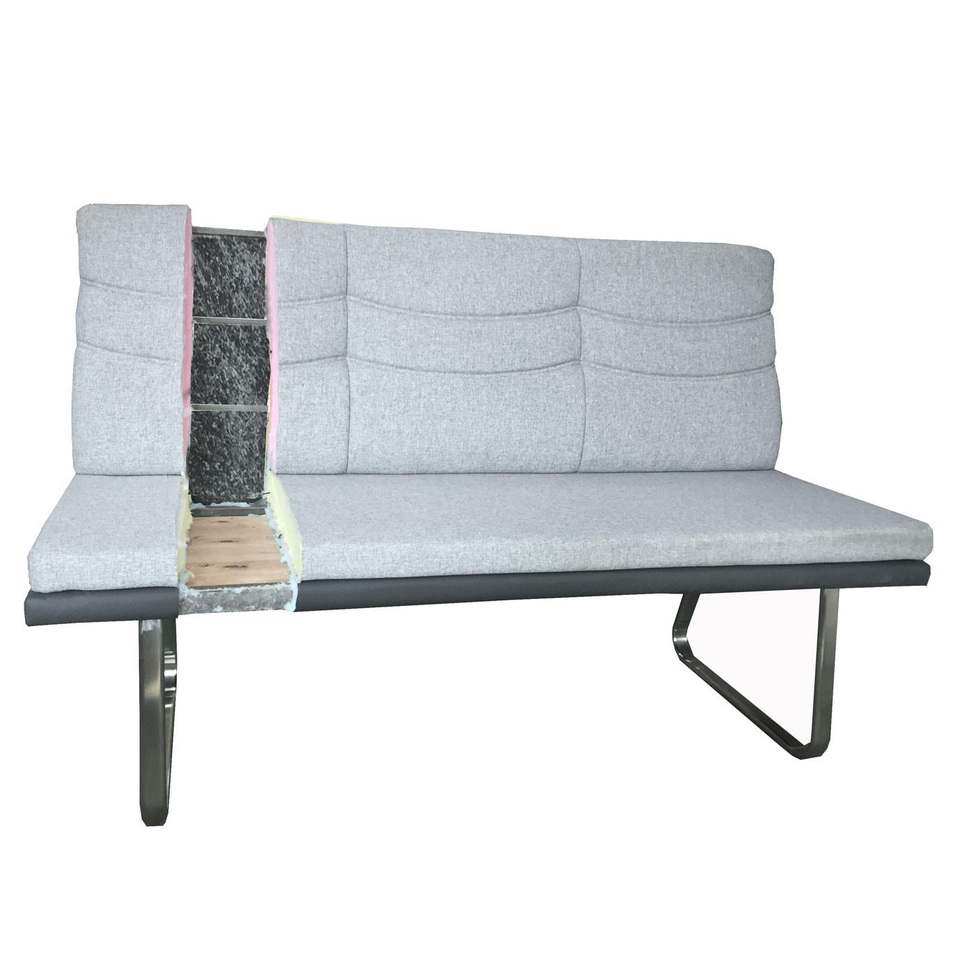 SITZBANK Grau, Schwarz - Schwarz/Grau, Textil (160/96/70cm) - MCW