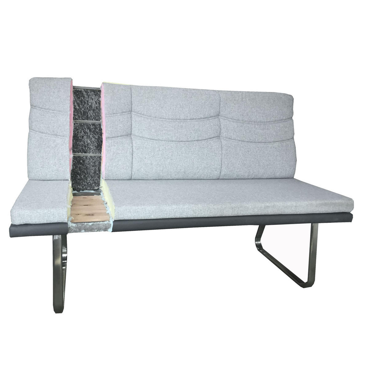 SITZBANK Grau, Schwarz - Schwarz/Grau, Textil (160/96/70cm) - MCW