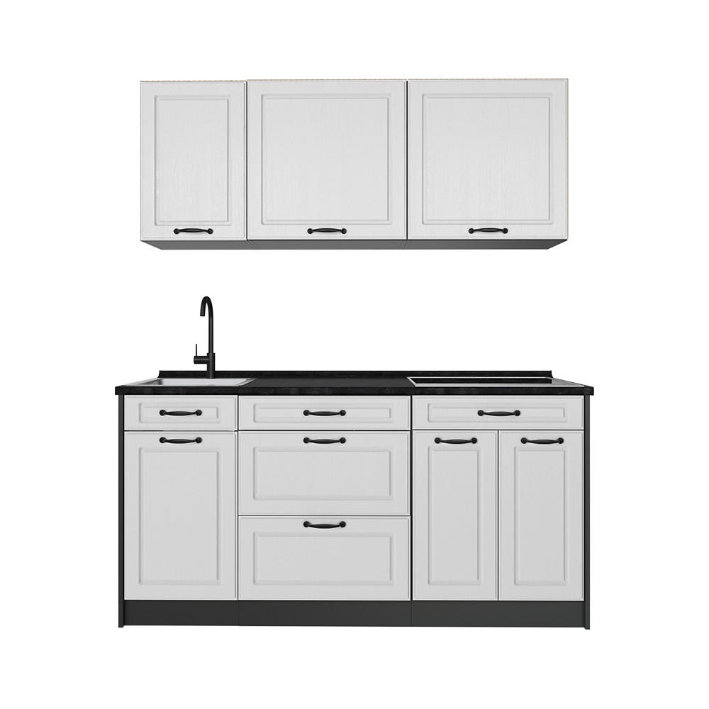 SAMOSTATNÁ KUCHYŇA R-Line, Biely vidiecky dom/antracitová, 160 cm antrasiitti työtaso - biela/antracitová, kompozitné drevo (160/81.6/60cm) - Vicco