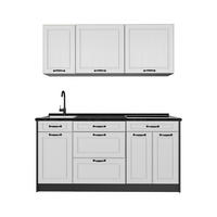SAMOSTATNÁ KUCHYŇA R-Line, Biely vidiecky dom/antracitová, 160 cm antrasiitti työtaso - biela/antracitová, kompozitné drevo (160/81.6/60cm) - Vicco