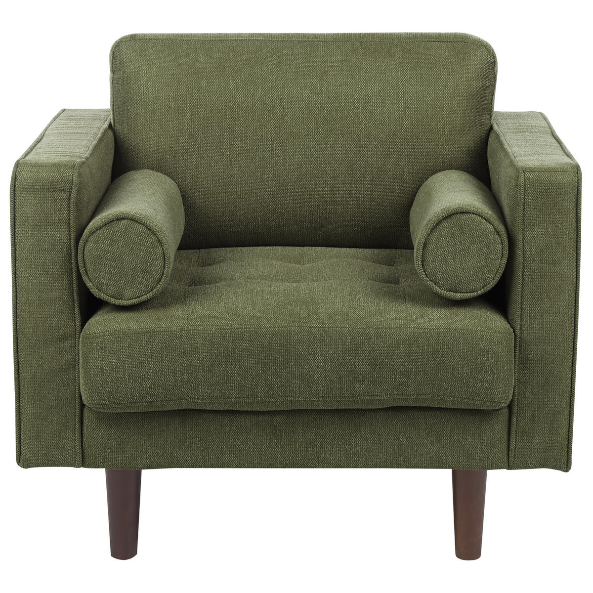 2-SITZER-SOFA Set mit Sessel dunkelgrün Nurmo - Dunkelbraun/Grün, Textil (74/78/140cm) - Beliani