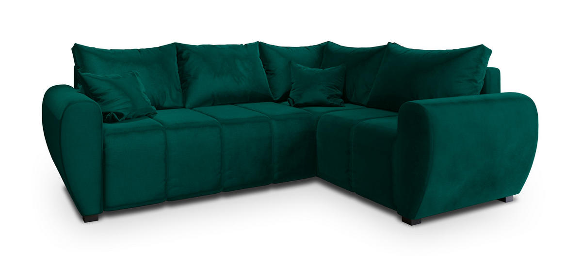 ROHOVÁ SEDAČKA MADISON tmavě zelená - černá/tmavě zelená, dřevo/textil (235/175cm) - MASSENO