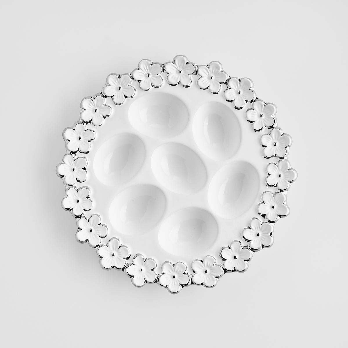 EIERPLATTE Flosales - Weiß, Stein (23/3/23cm) - home&you