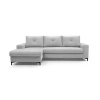 ECKSOFA AVRA L-förmig, mit Stauraumbehälter-in RINO-Stoff, Komfort & Eleganz, lose Rückenkissen, freistehend, LINKS 165x251x85 cm Grey - Grau, Holz/Textil (165/251cm) - DomoHome