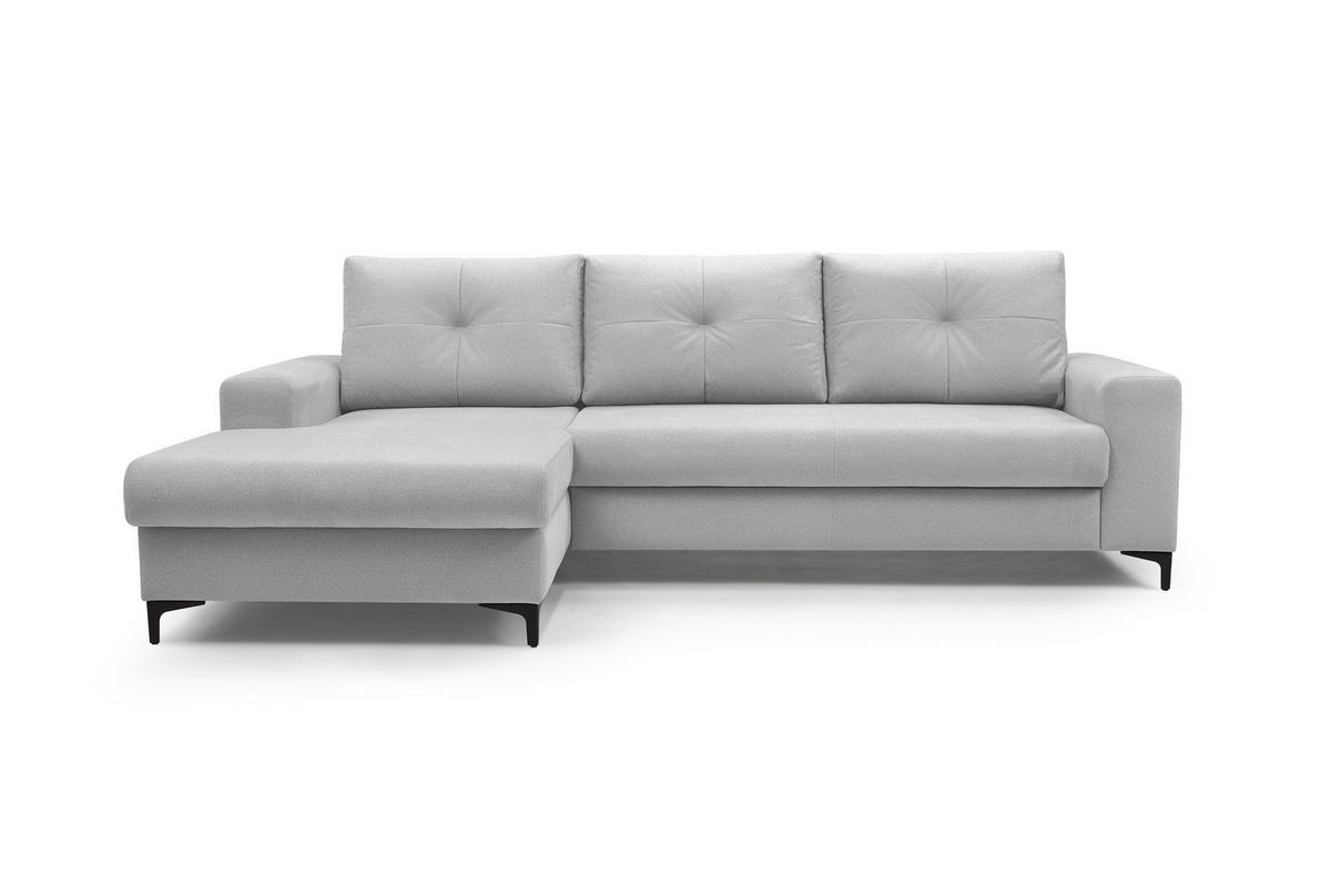 ECKSOFA AVRA L-förmig, mit Stauraumbehälter-in RINO-Stoff, Komfort & Eleganz, lose Rückenkissen, freistehend, LINKS 165x251x85 cm Grey - Grau, Holz/Textil (165/251cm) - DomoHome
