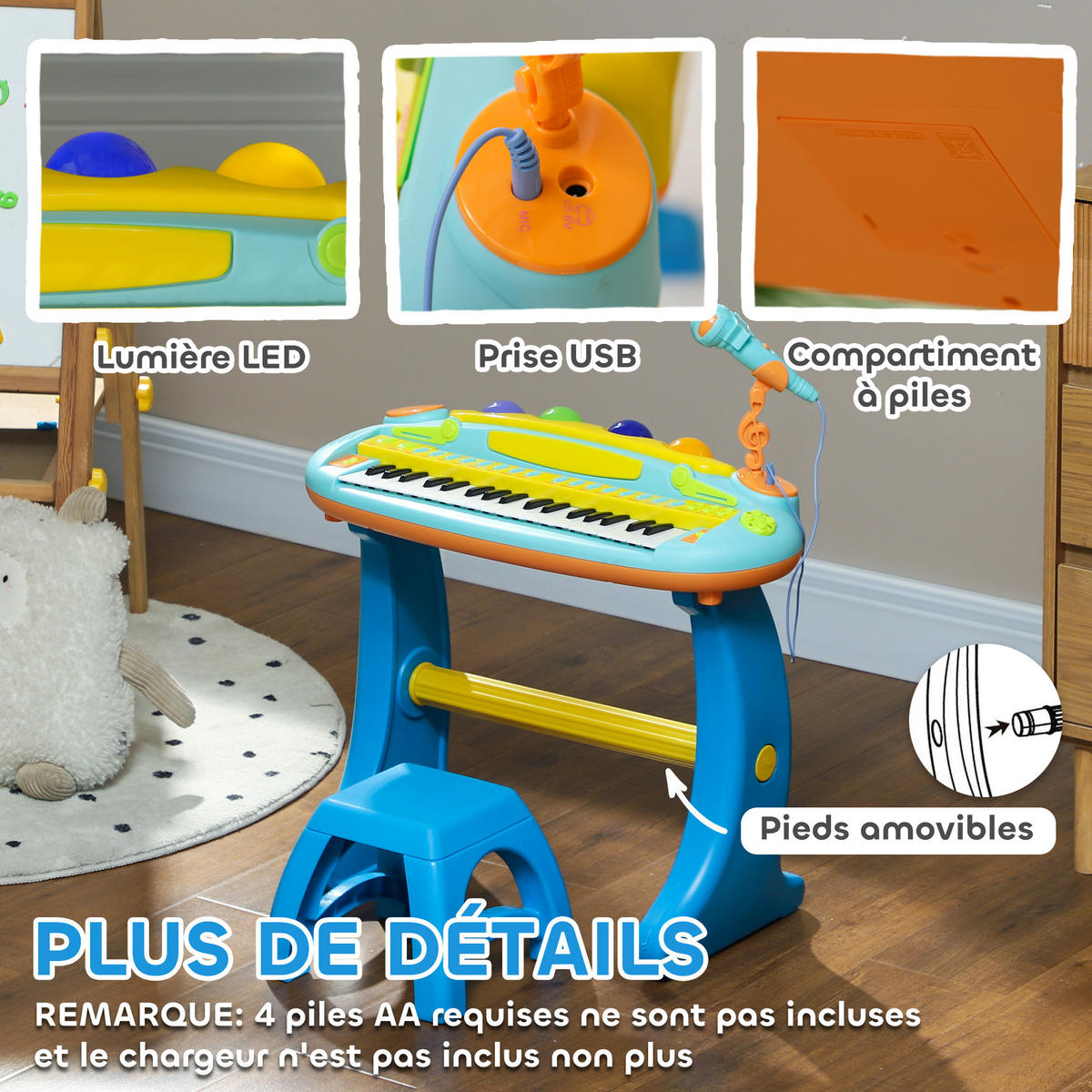 KINDERPIANO DE-18646 Mehrfarbig - Blau, Kunststoff (25/63/58.5cm) - ComfortXL
