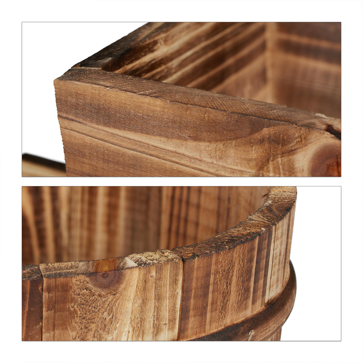 2XPFLANZSCHUBKARRE - Braun, Holz (19/34/22cm) - Relaxdays