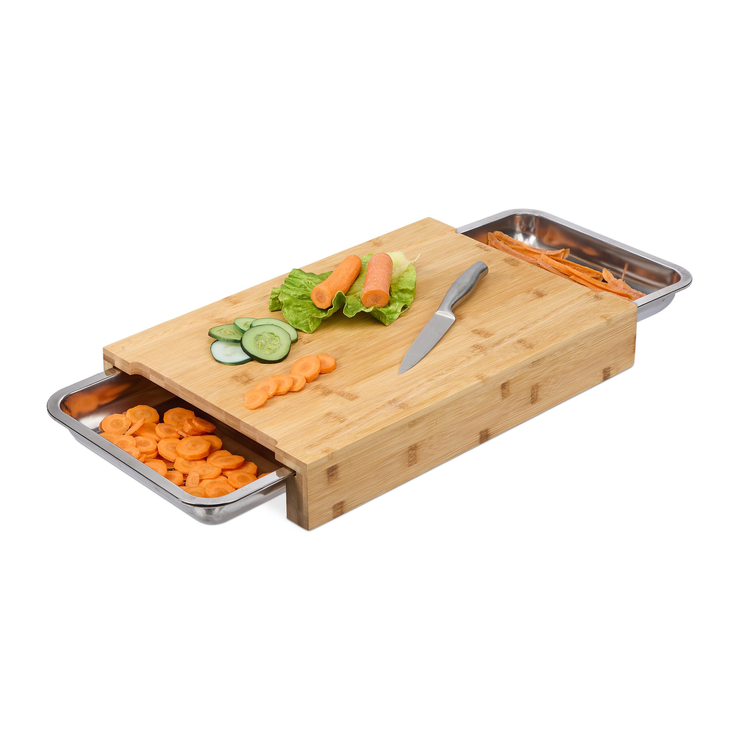 SCHNEIDEBRETT - Hellbraun, Holz/Metall (45/30cm) - Relaxdays