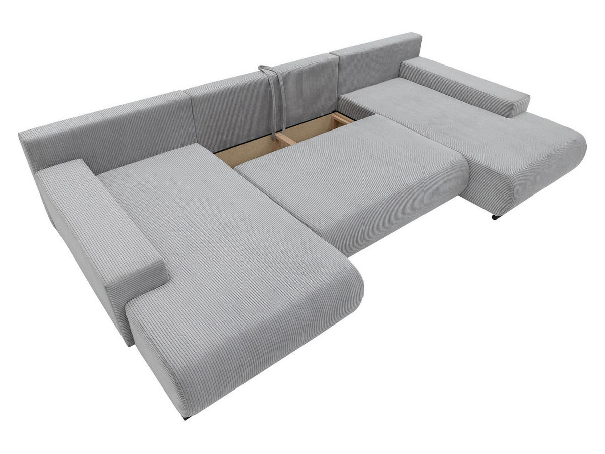 WOHNLANDSCHAFT Nojan U - Beige/Schwarz, Holz/Kunststoff (351/80/191cm) - MIRJAN24