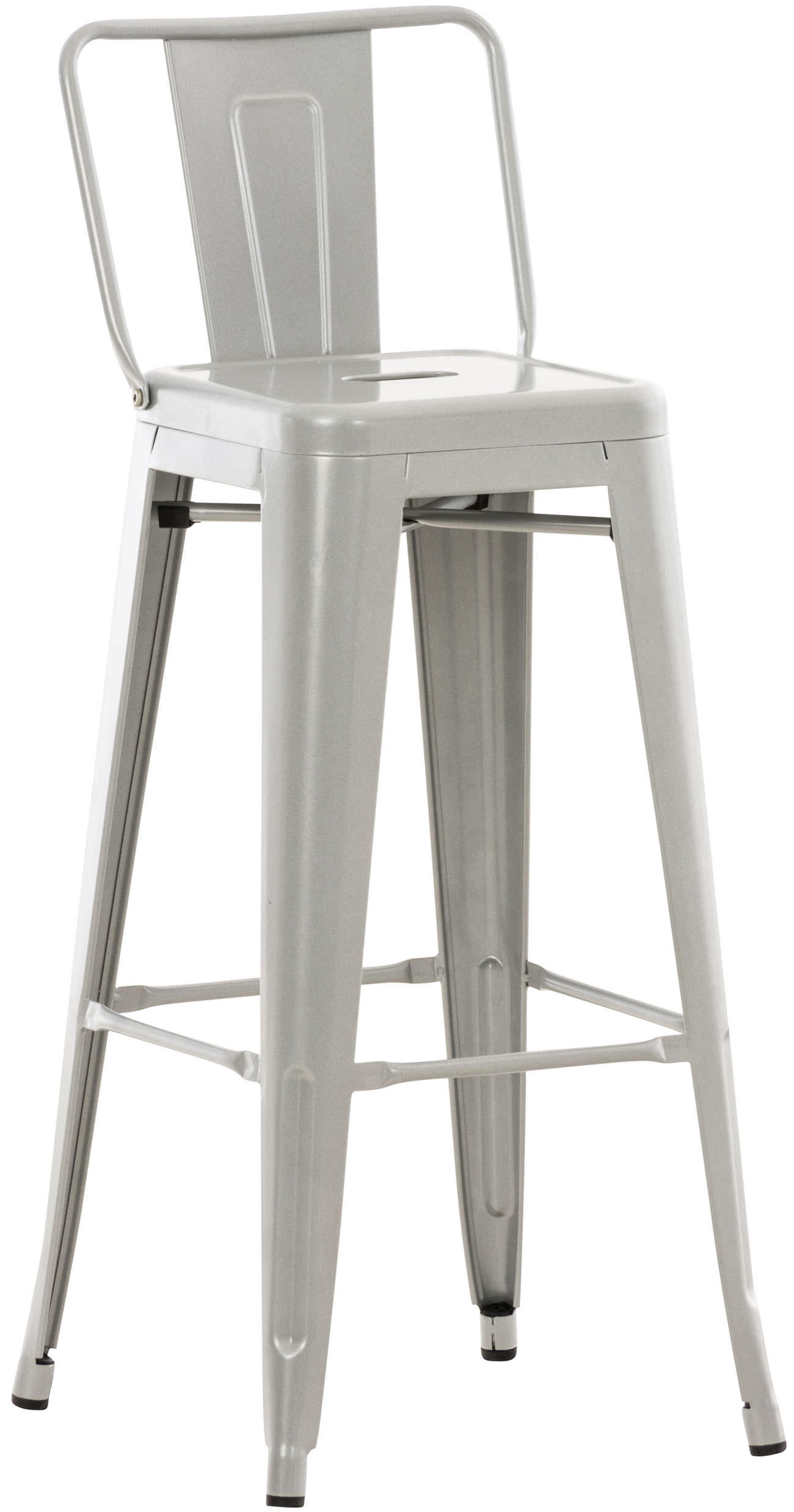 BARHOCKER Metall silber - Eukalyptusholzfarben/Silberfarben, Metall (44/96/43cm) - CLP