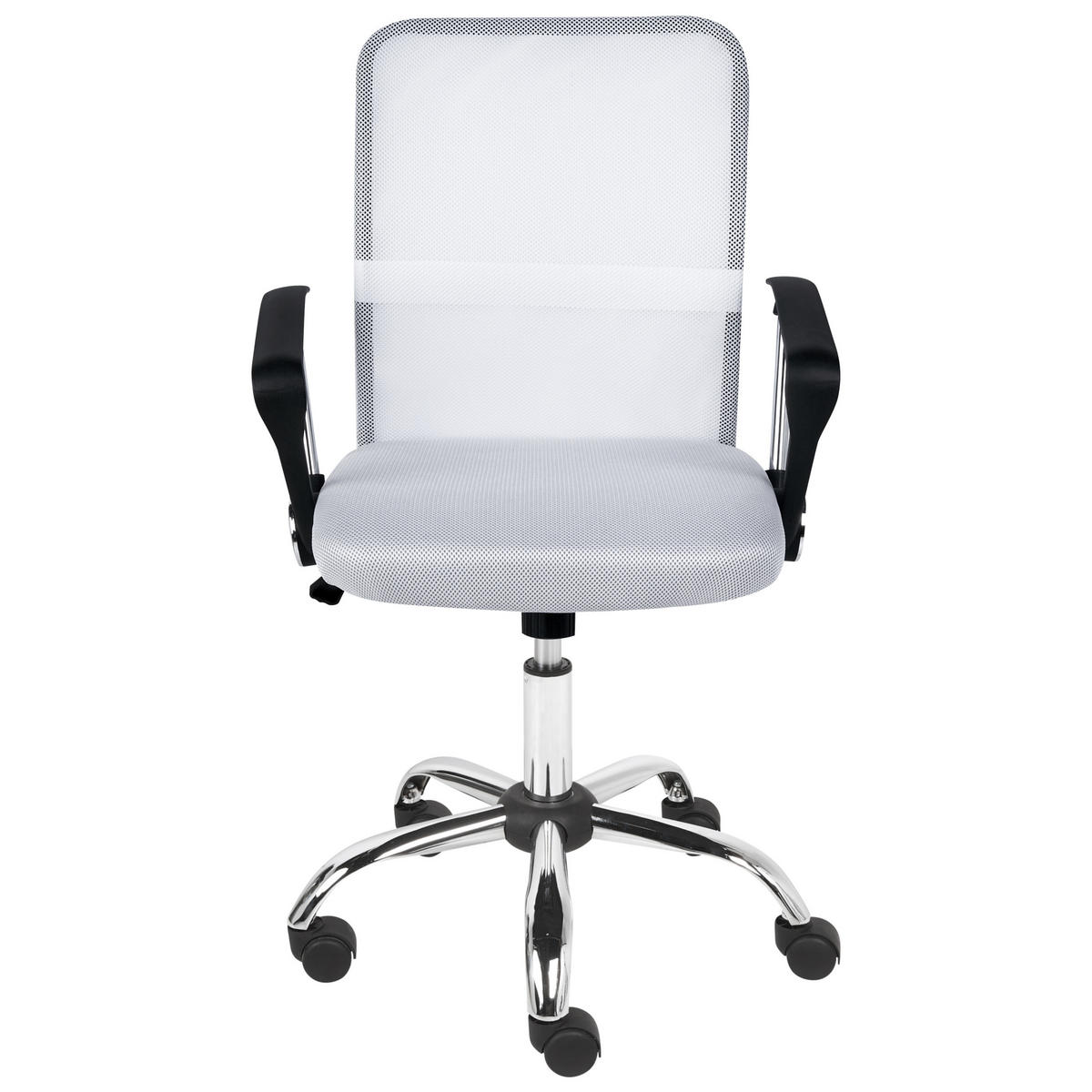 BÜROSTUHL Cremeweiß Best - Silberfarben/Schwarz, Textil (55/94/55cm) - Beliani