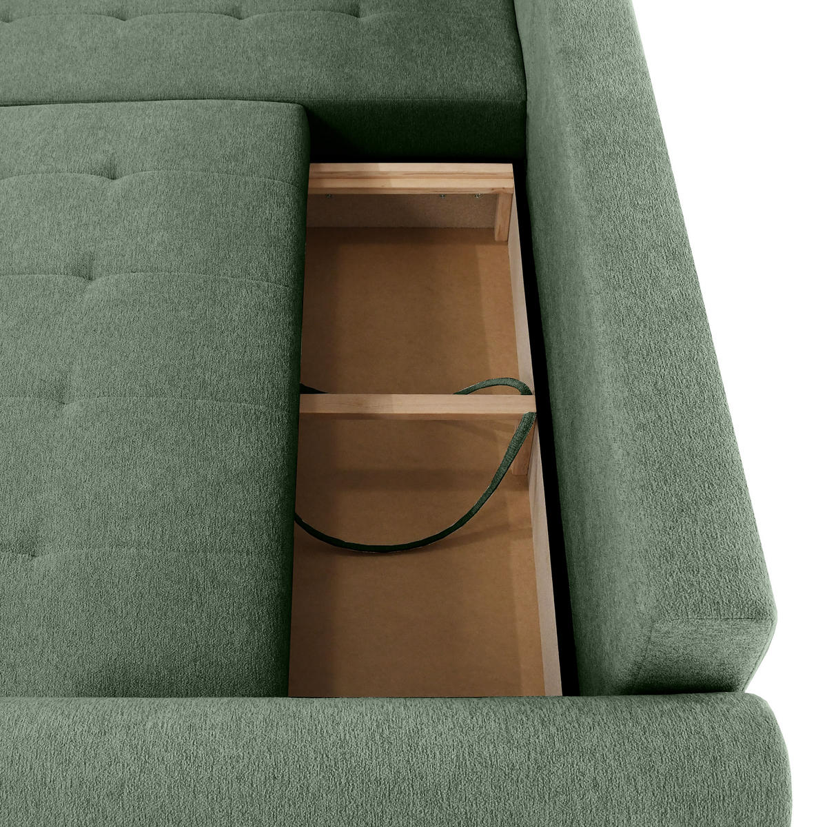 ECKSCHLAFSOFA Dallas mit Bettkasten, 255 cm, Flaschengrün, links, Velour-Stoff - Grün, Textil (255/175cm) - Beautysofa