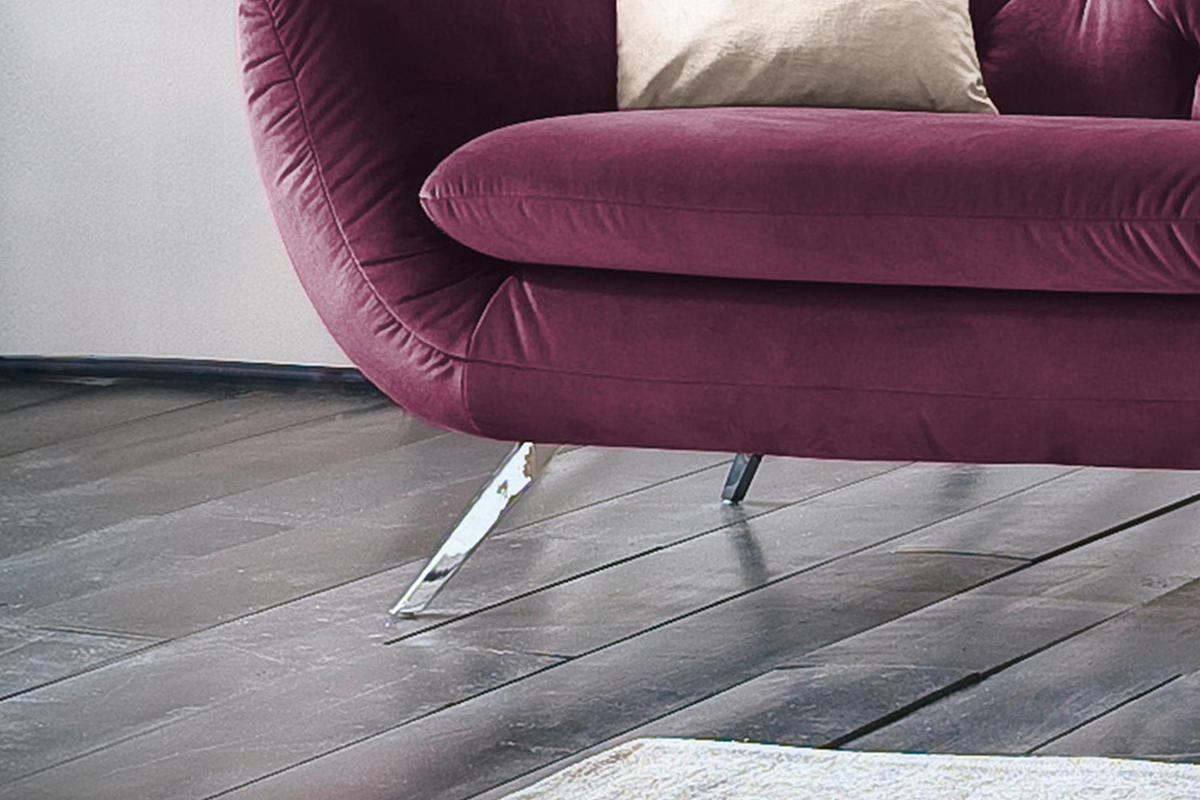 SOFA CHARME Violett Velvet - Violett/Silberfarben, Textil/Metall (200/94/95cm) - KAWOLA