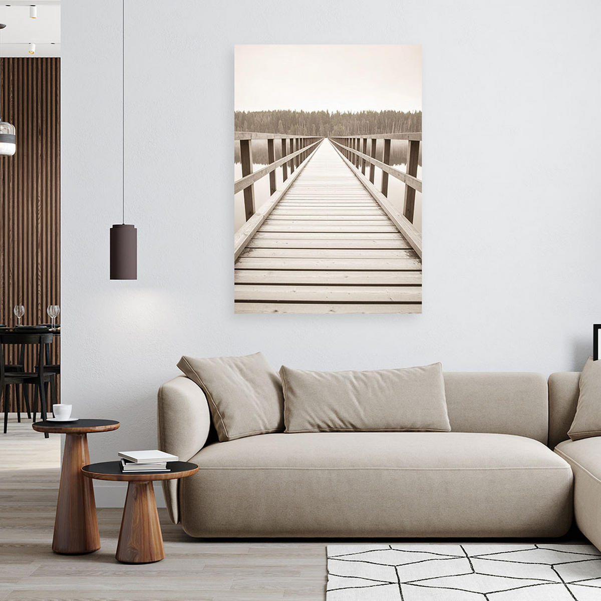 LEINWANDBILD Pier Seelandschaft Natur 40x60cm - Beige, Textil (40/60cm) - Feeby