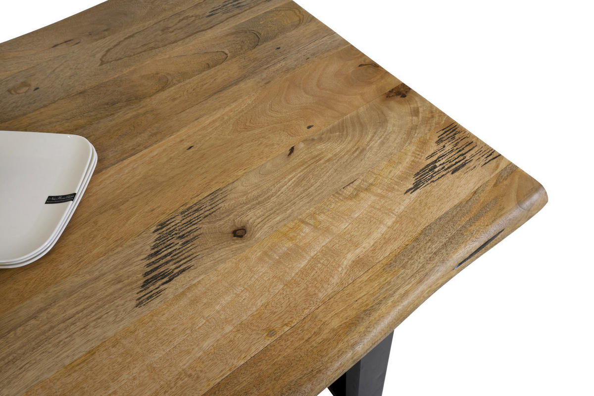 ESSTISCH TIGER - Beige/Schwarz, Holz/Metall (90/180/77cm) - SAM