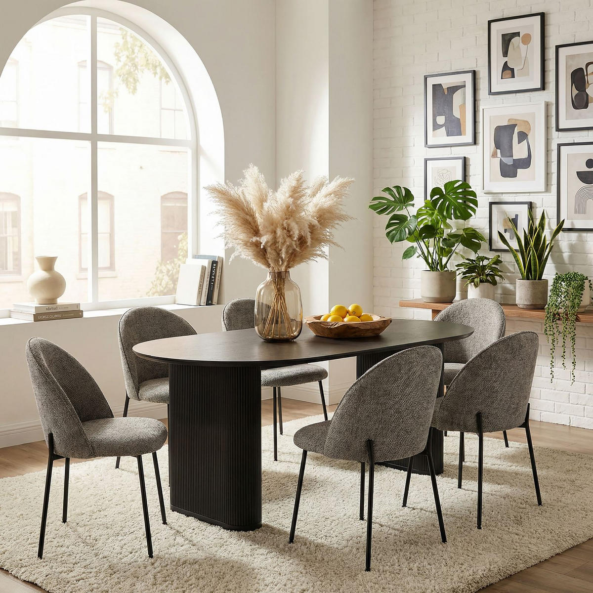 ESSGRUPPE DONOVAN CASSIE 7er Set schwarz - Schwarz, Holzwerkstoff - IDIMEX